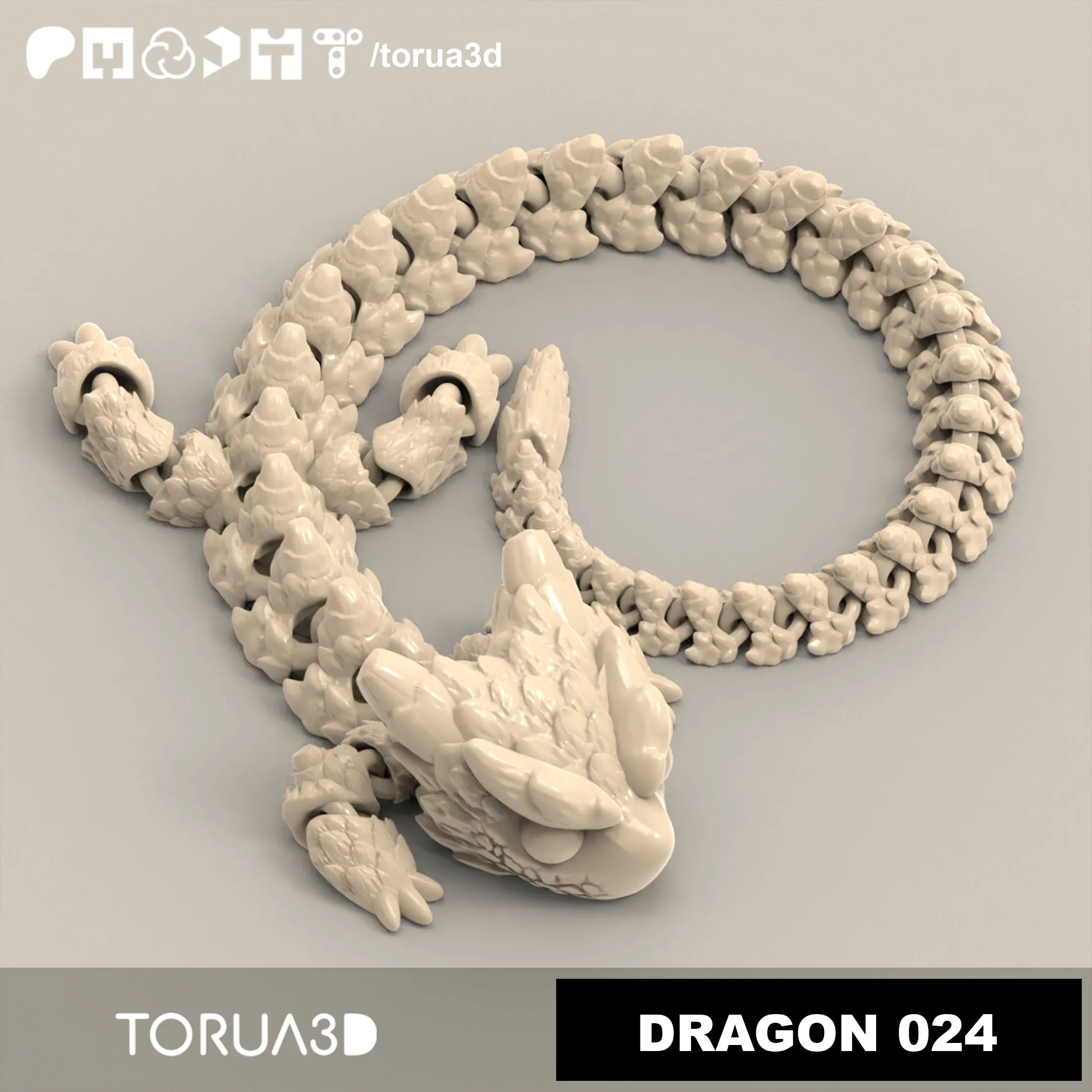 Characters & Creatures STL Download - Articulated Dragon 024 - Print in ...