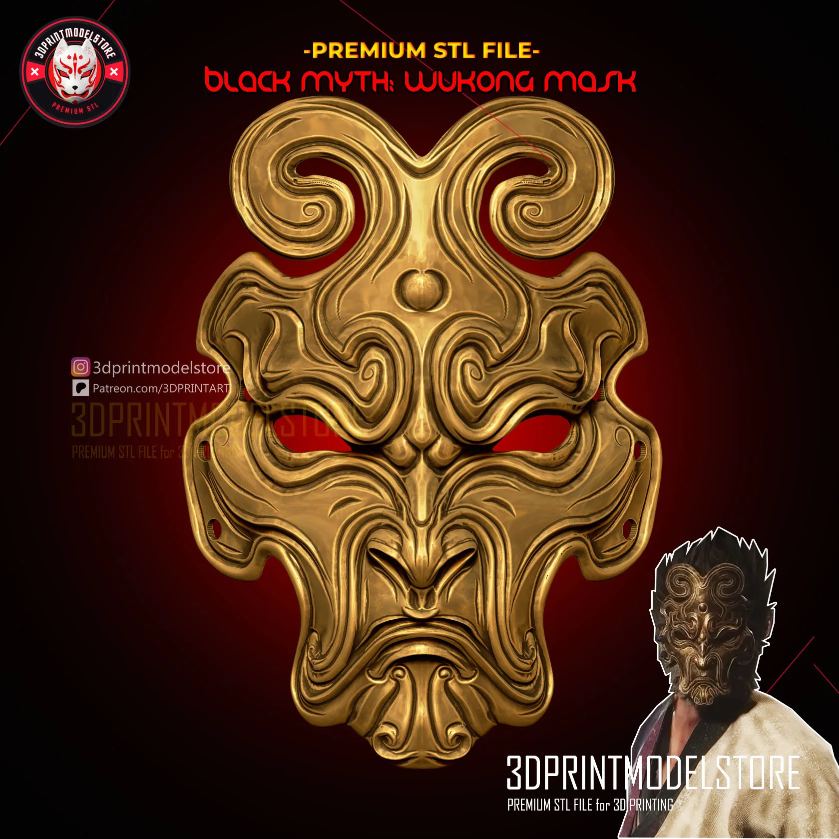 Black Myth Wukong Cosplay Pilgrim Headband Walker Oni Mask