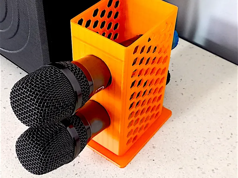 Dual microphone holder tower