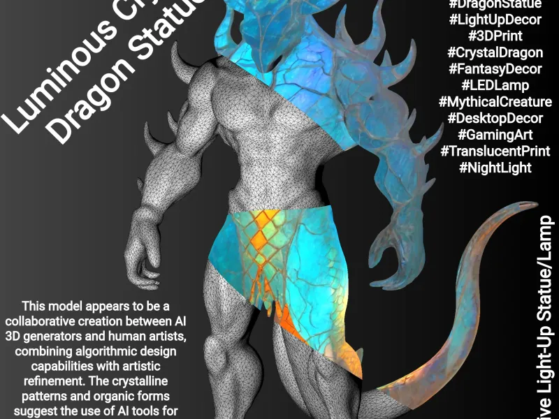 Luminous Crystal Dragon Statue