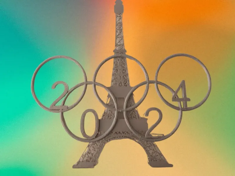 Tour Eiffel avec Anneaux Olympiques 2024 - décoration murale
