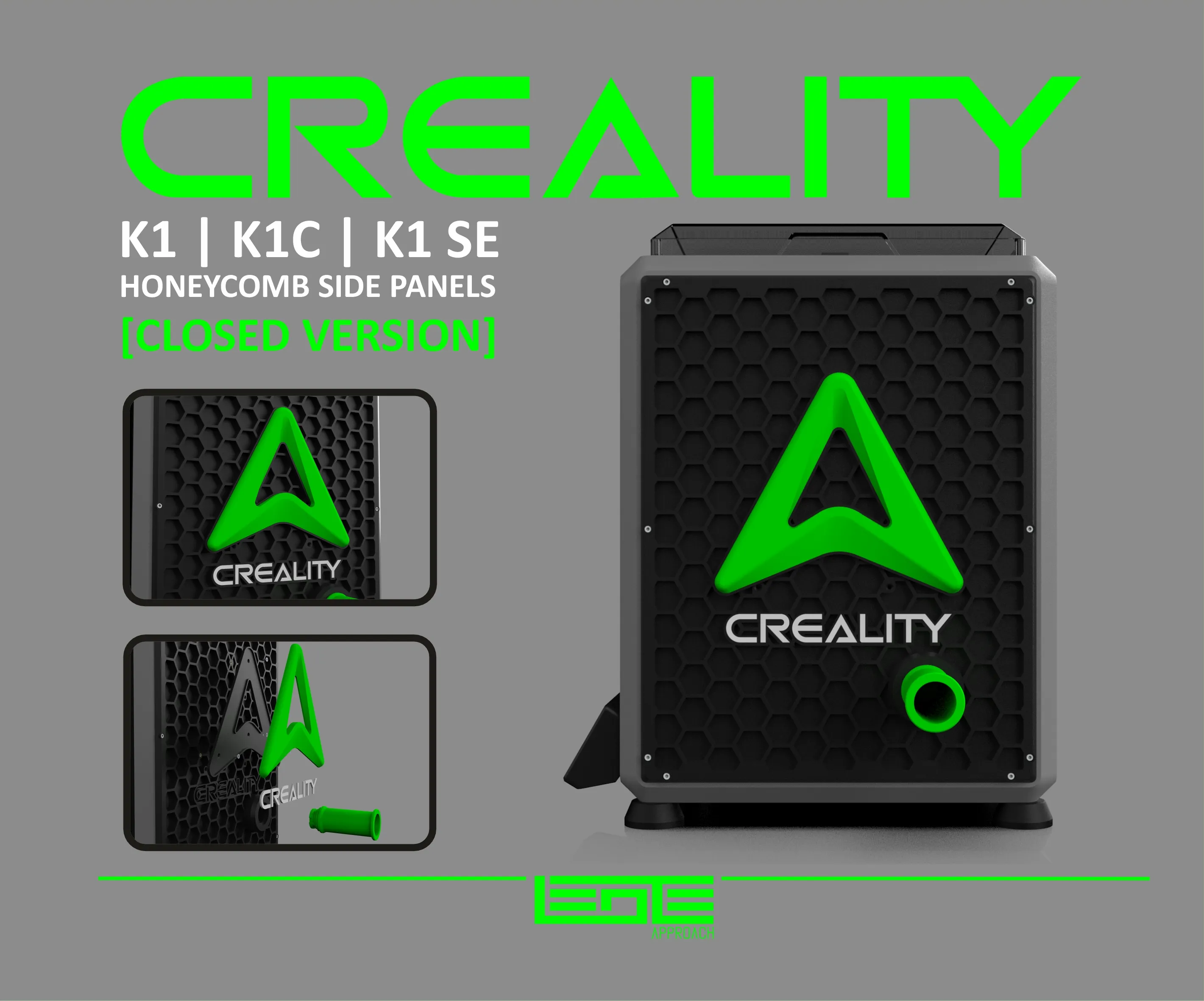 CREALITY K1|K1C|K1SE - SIDE PANELS [CLOSED+SPOOL HOLDER]