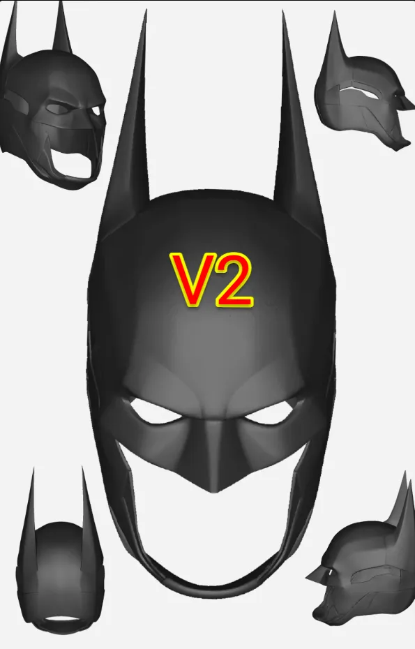 Batman - Wearable Cowl V2 (for smaller printers)