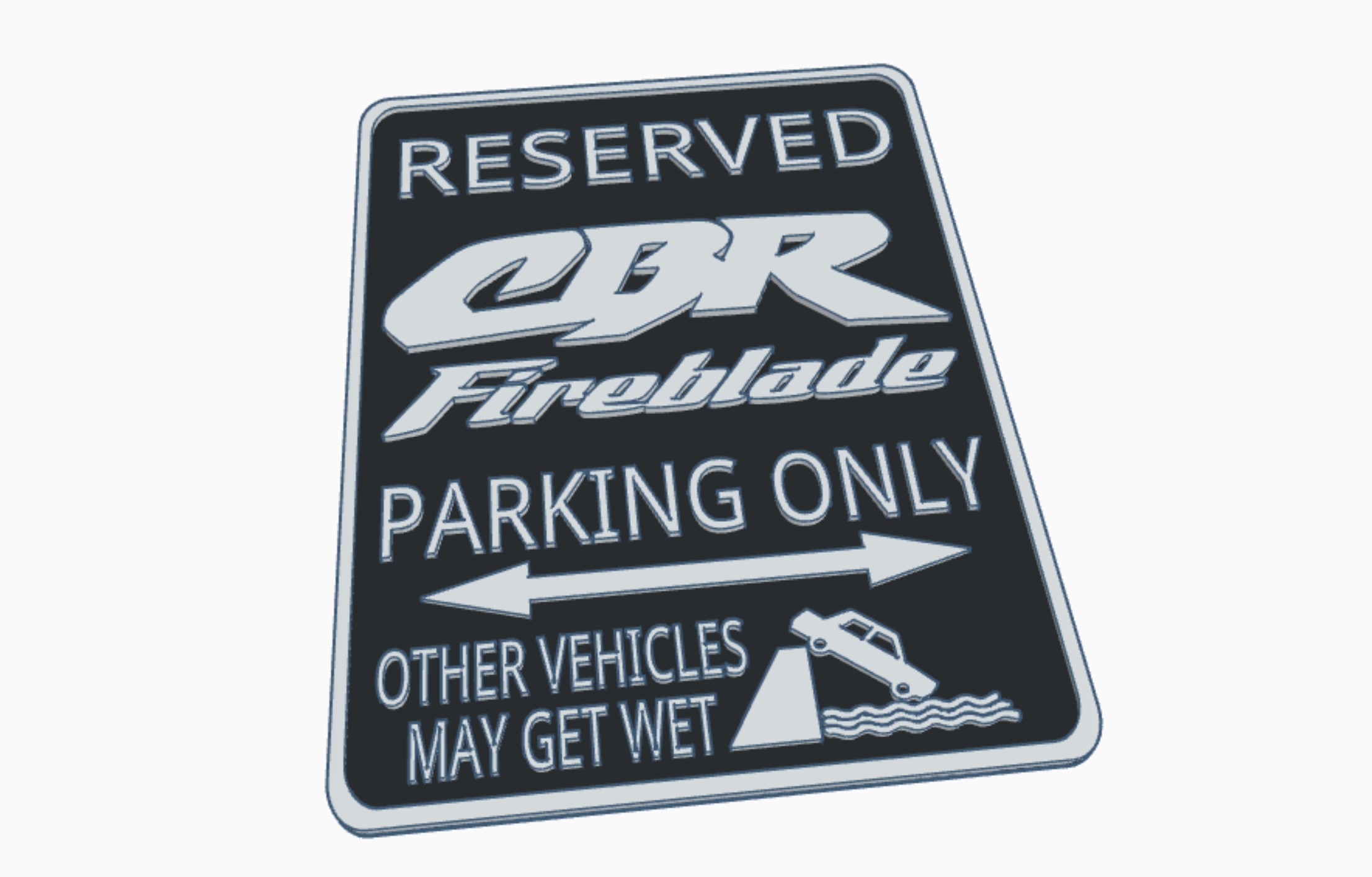 CBR Fireblade Workshop Garage Biker Parking Warning Sign | 3D models ...