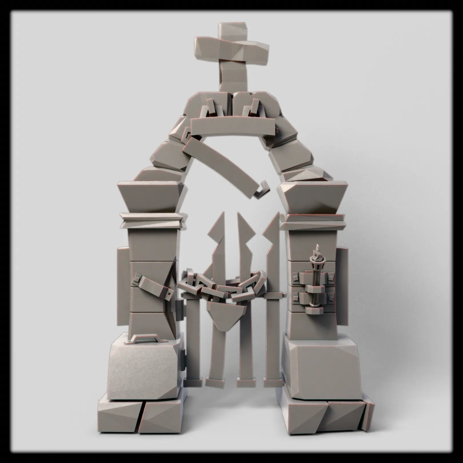 Cemetery Gate 3D Model - Gothic Decorative Entrance