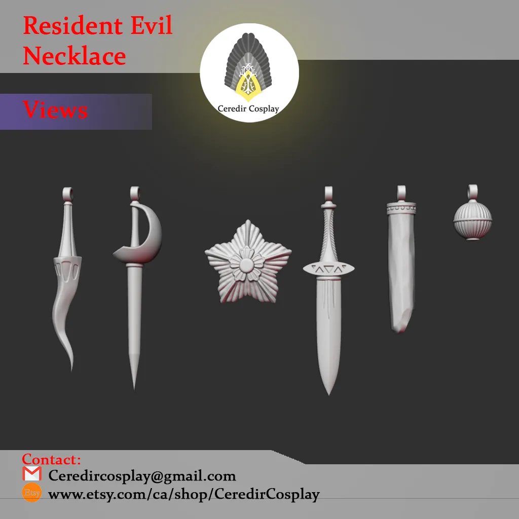 Resident Evil Necklace of Dimitrescu Sisters 3d digital File