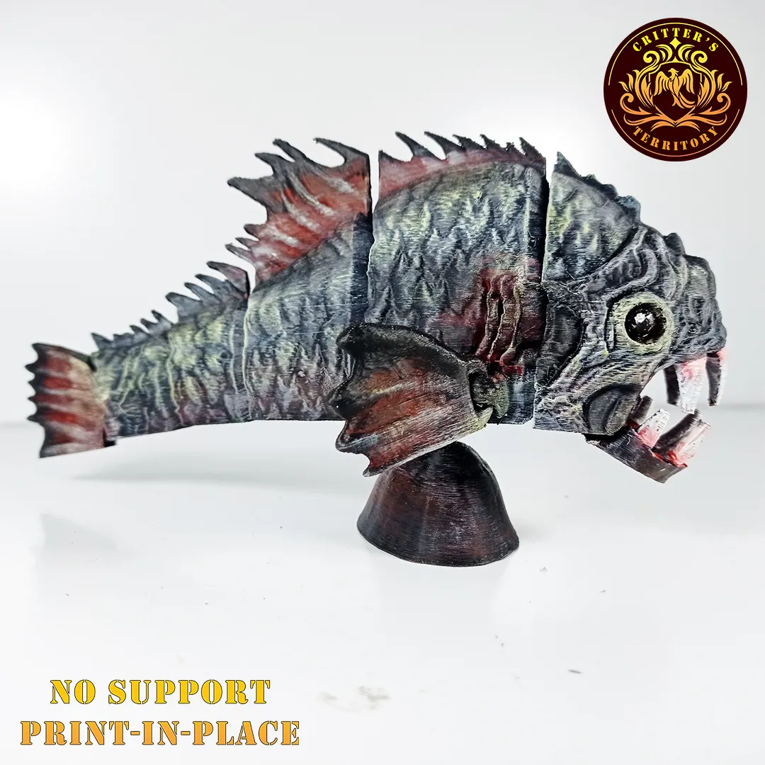 Articulated Print-In-Place Monster Piranha
