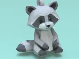 Low poly racoon keychain-0