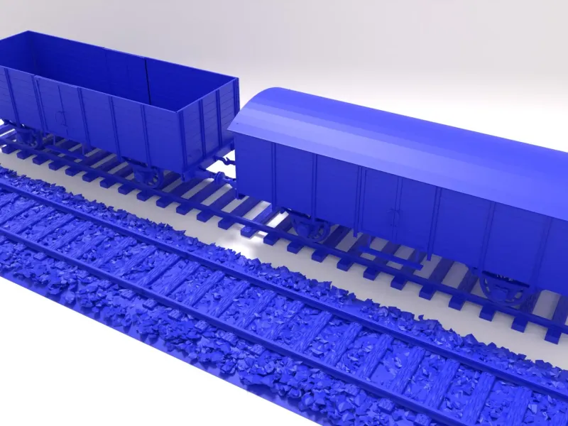 Two type GR20 railway wagon and rails
