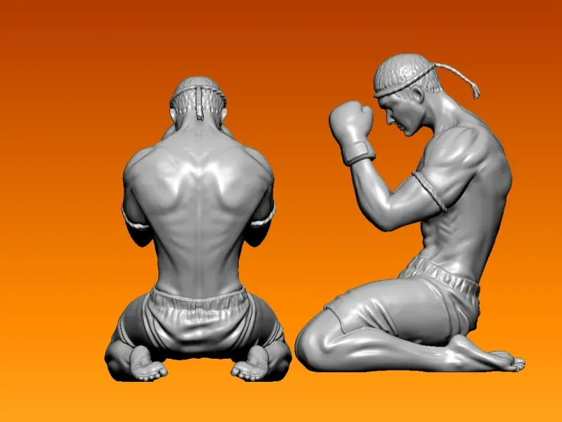 Muay thai fighter model - 3D print