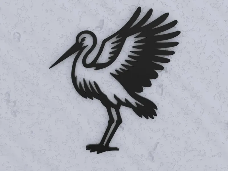 Arte da parete con silhouette di cicogna