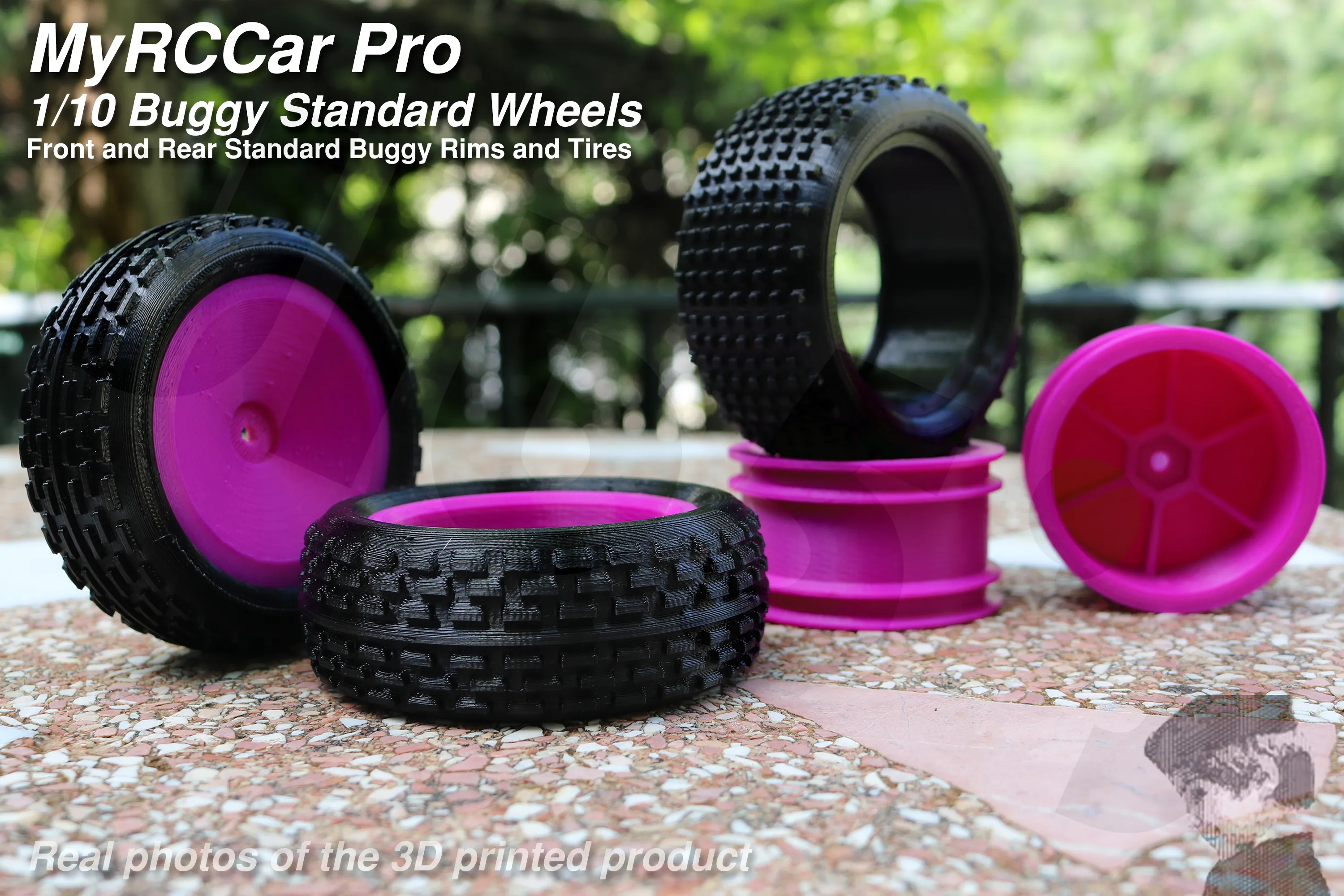 MyRCCar Buggy Wheels 1/10 RC Car Rims and Tires for RC Buggy