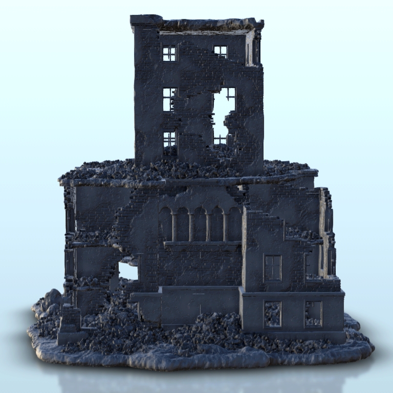 Large ruined building with central arch 1 - WW2 Terrain | 3D models ...