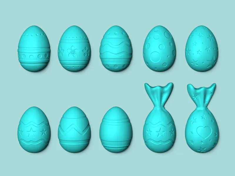 10 Easter Eggs Molds - Silicon Maker - Template