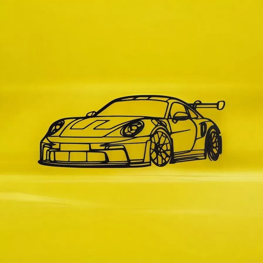 Porsche 911 GT3 RS 3D Printed Silhouette Wall Art