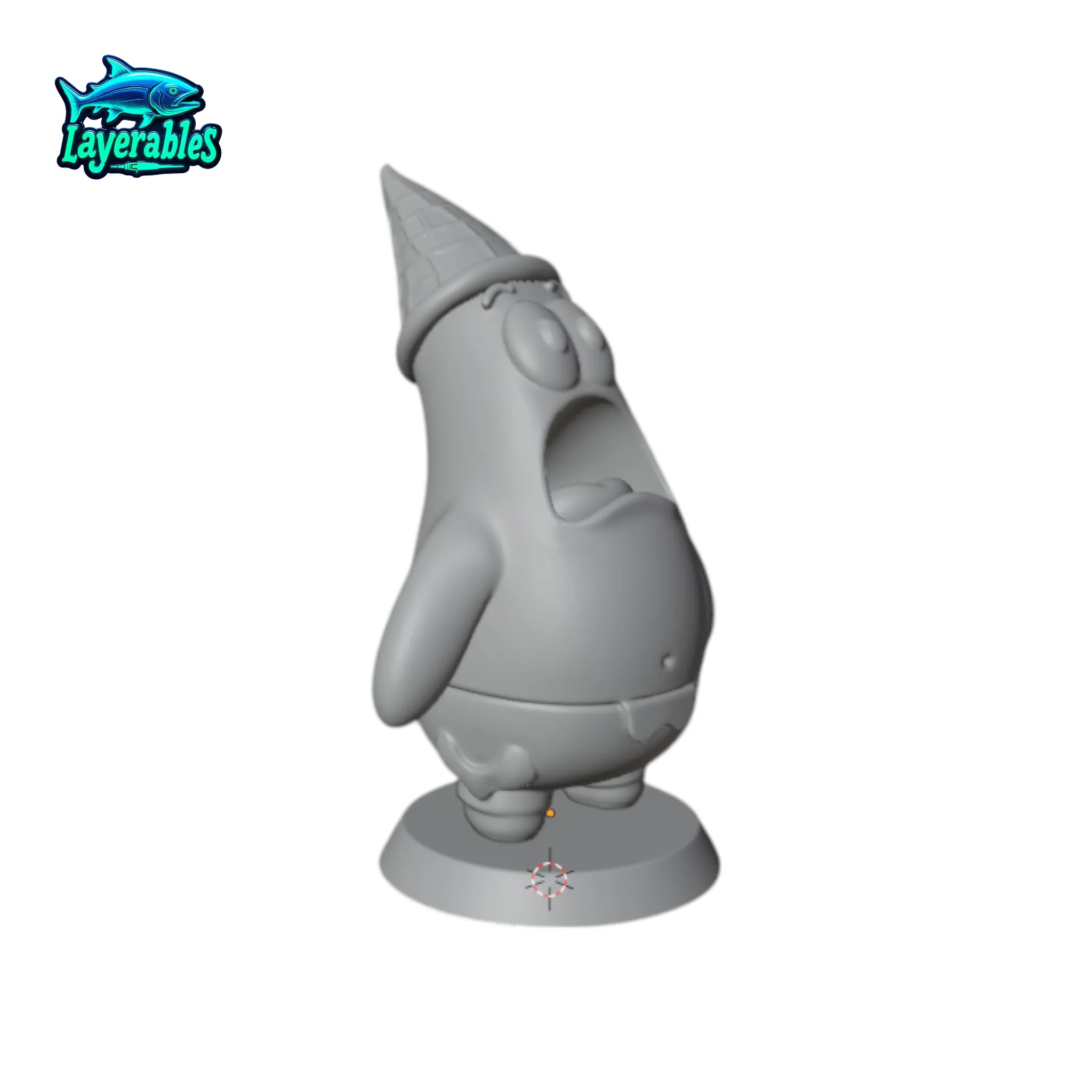 Chibi Patrick STL – Ice Cream Hat Funny Pose