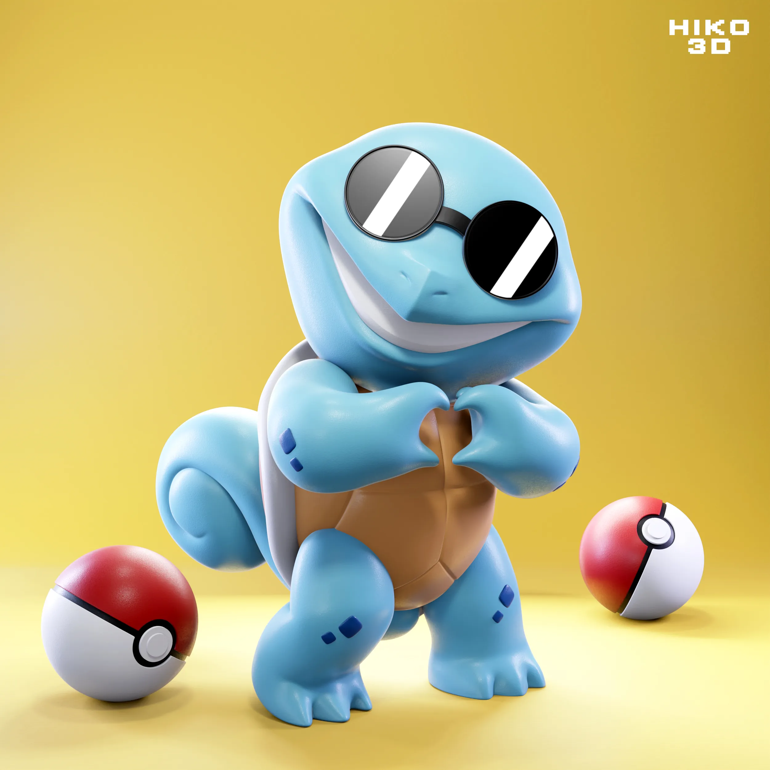 SQUIRTLE SQUAD CHIBI SHADES SUNGLASSES POKEMON 3 MODELS 3D model 3D  printable