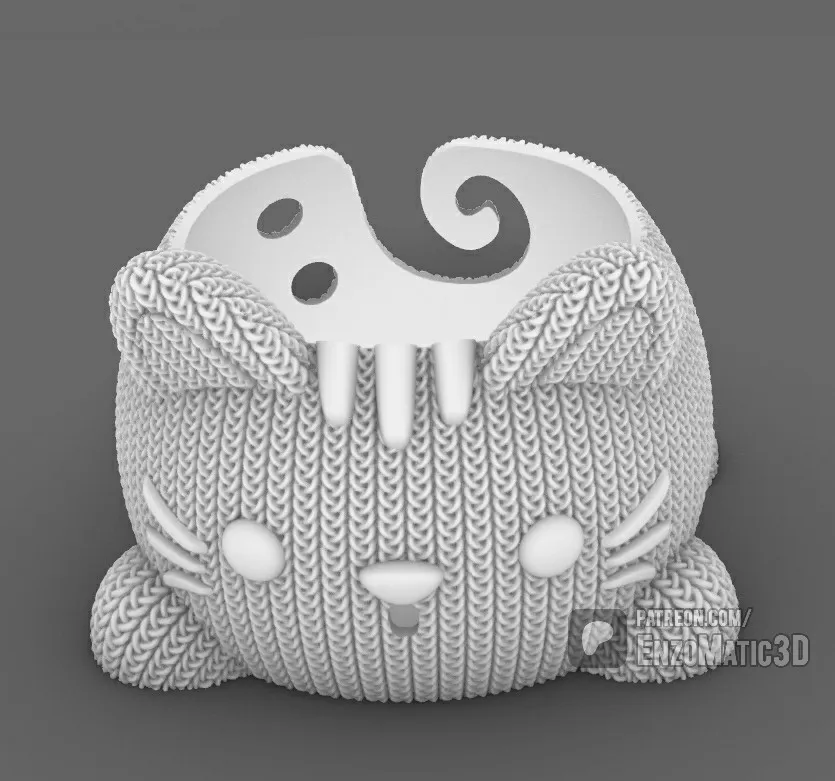 bowl knitted Cat - crochet - 3MF - STL