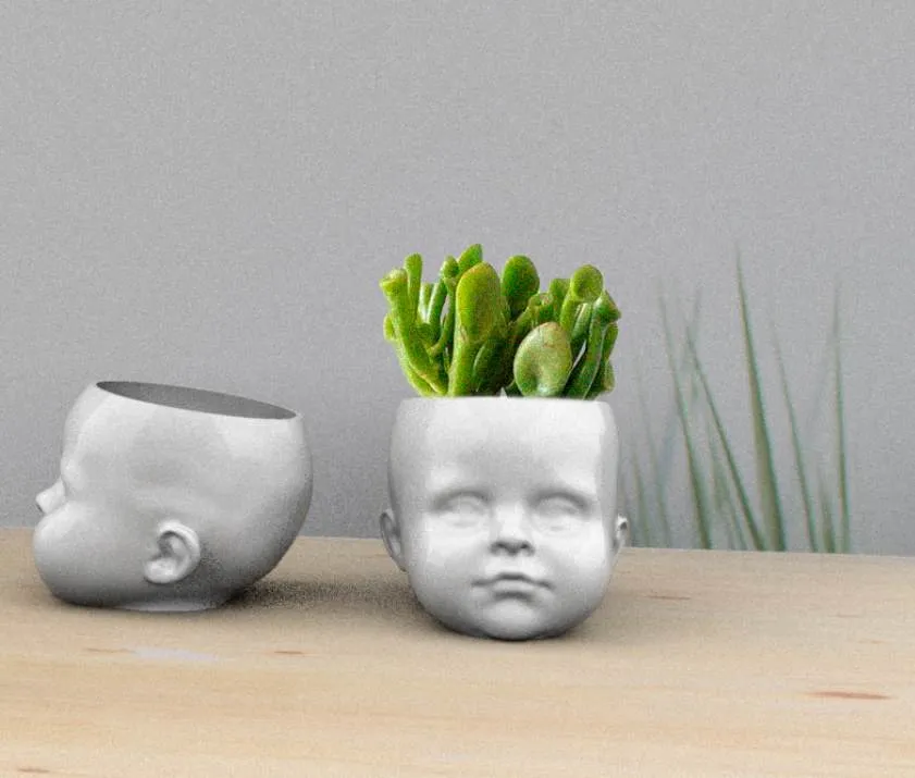 baby doll head planter pencil holder STL 3D printing