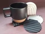 Geometric Coaster with Stripes – Elegance and Functionality-0