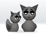 Sprunki Gray STL file, 3mf, Obj, 3D Model Character Fanart-0