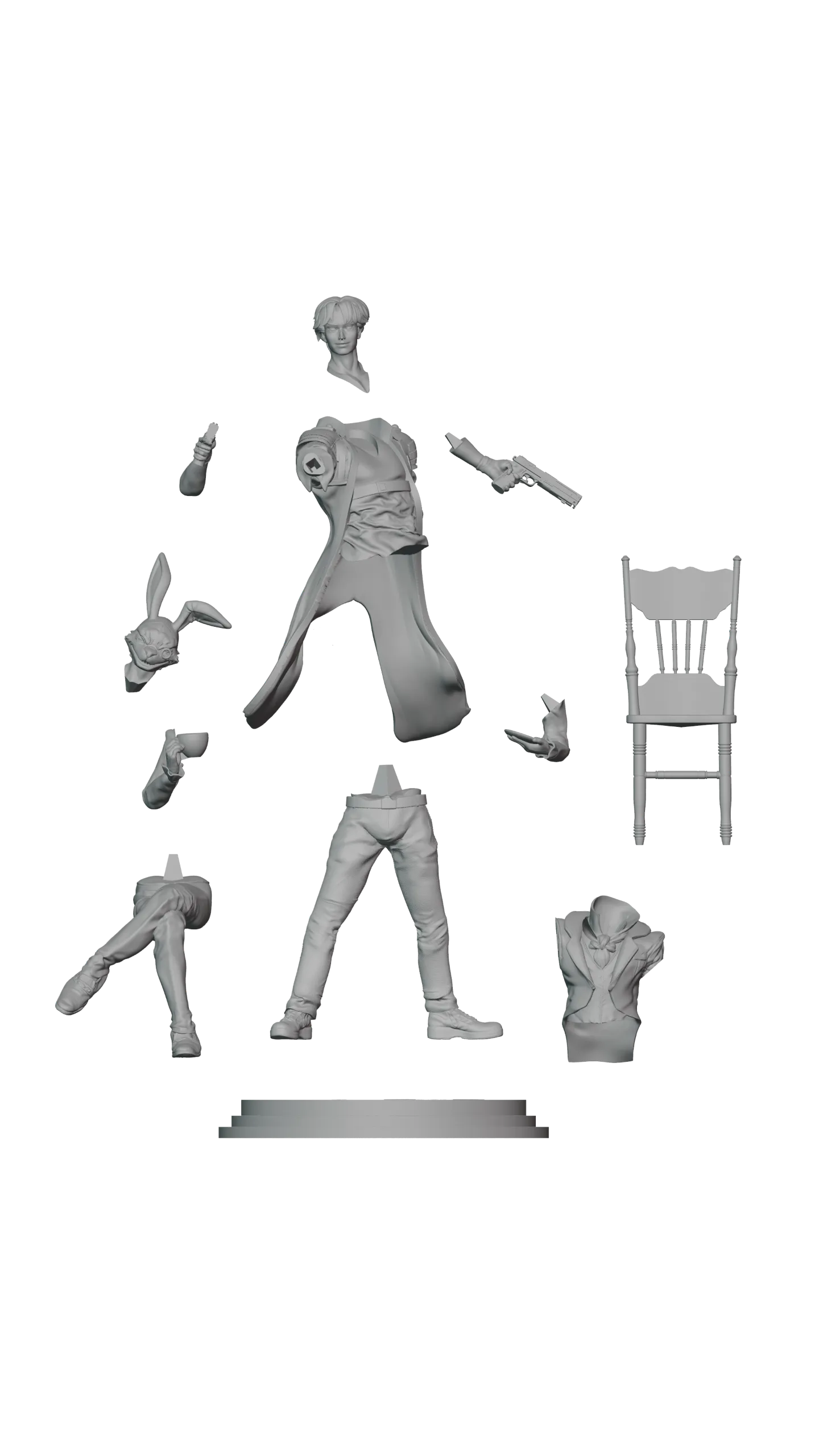 Devil May cry - Dante and white rabbit 3D 프린트용 STL 및 3MF 파일