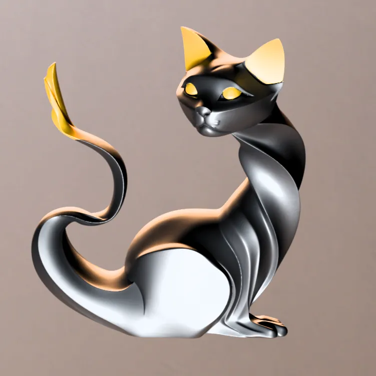Gato decorativo estilizado multicolor 3MF/STL-1