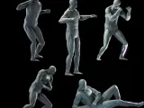 3d model with human musculature x 5 poses for study, anatomy-8