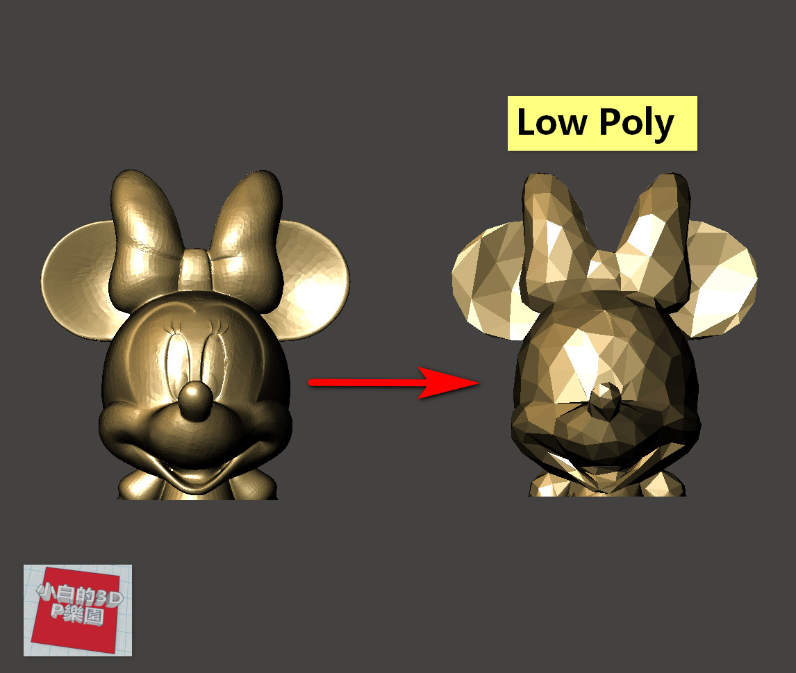 Low-Poly 3D Model - Minnie Mouse 低面數-米妮-1
