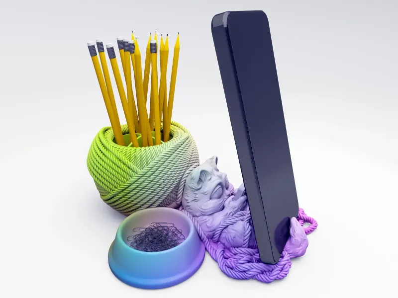 Cute Cat Phone Stand Organizer