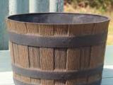 Whiskey Grape Stomping half-barrel planter-5