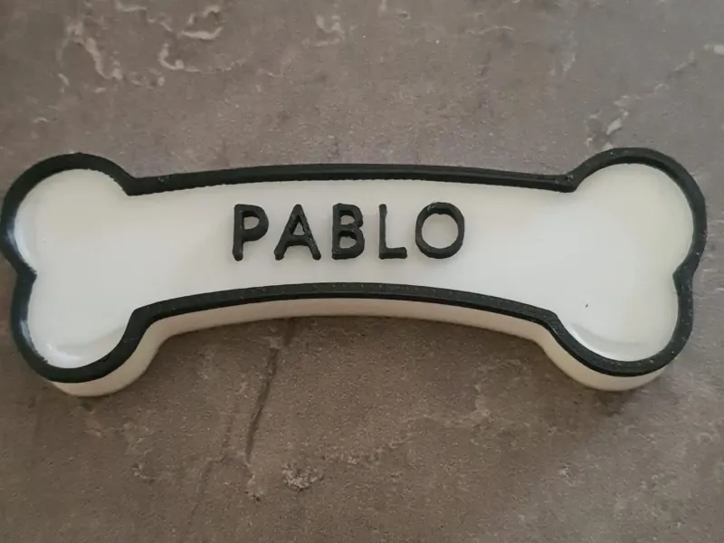 Placa con nombre para la caseta del perro