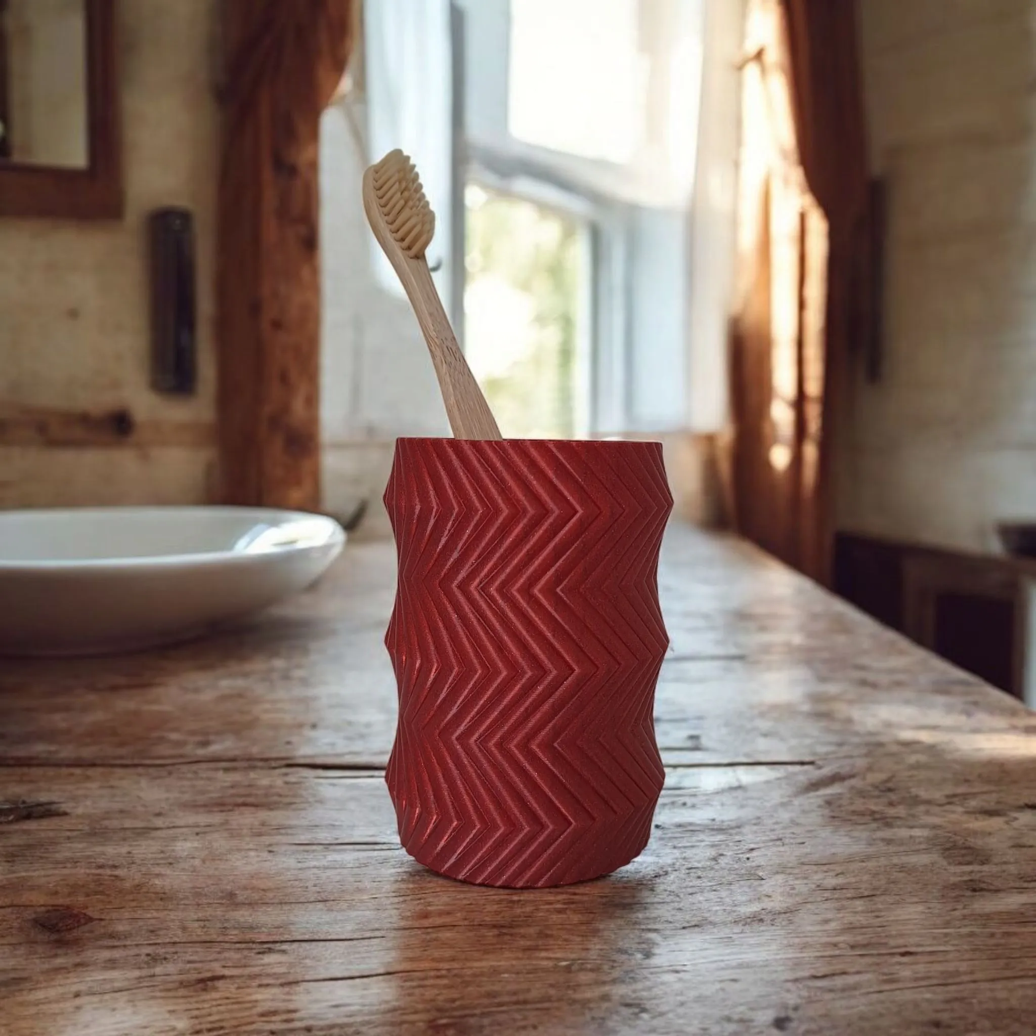 Ribbed Pencil Holder or Toothbrush Cup – "Rolling Gear"