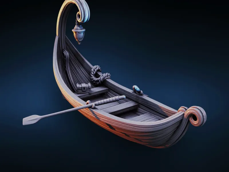Elegant Rowboat | Noble / Elven River Boat Scatter Scenery