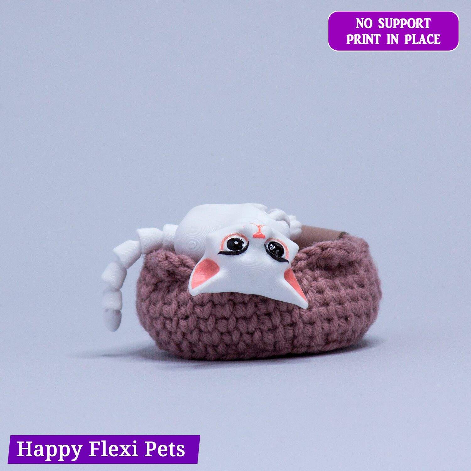 Snowflake the kitten articulated toy by Happy Flexi pets