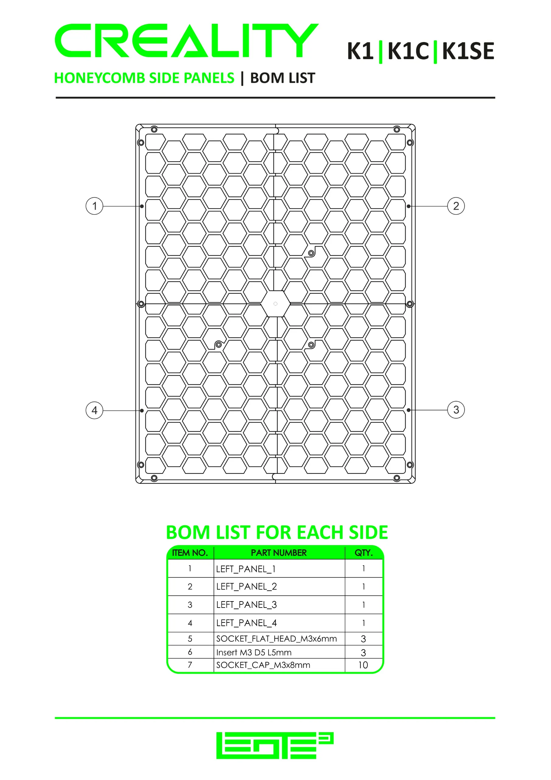 CREALITY K1|K1C|K1SE - SIDE PANELS WITHOUT LOGO