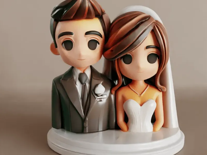 可爱婚礼情侣雕像 – 装饰用3D STL文件