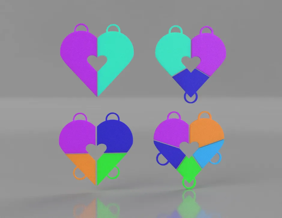 Heart Friend Keychain Set – 2, 3, 4, or 5 Piece of Hearts