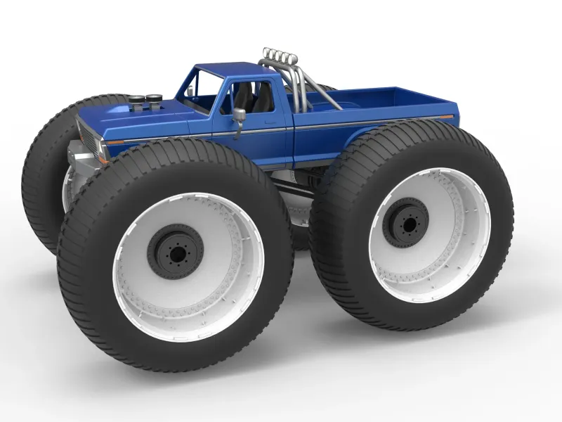 Vintage Monster Truck with oversized wheels Scale 1:25