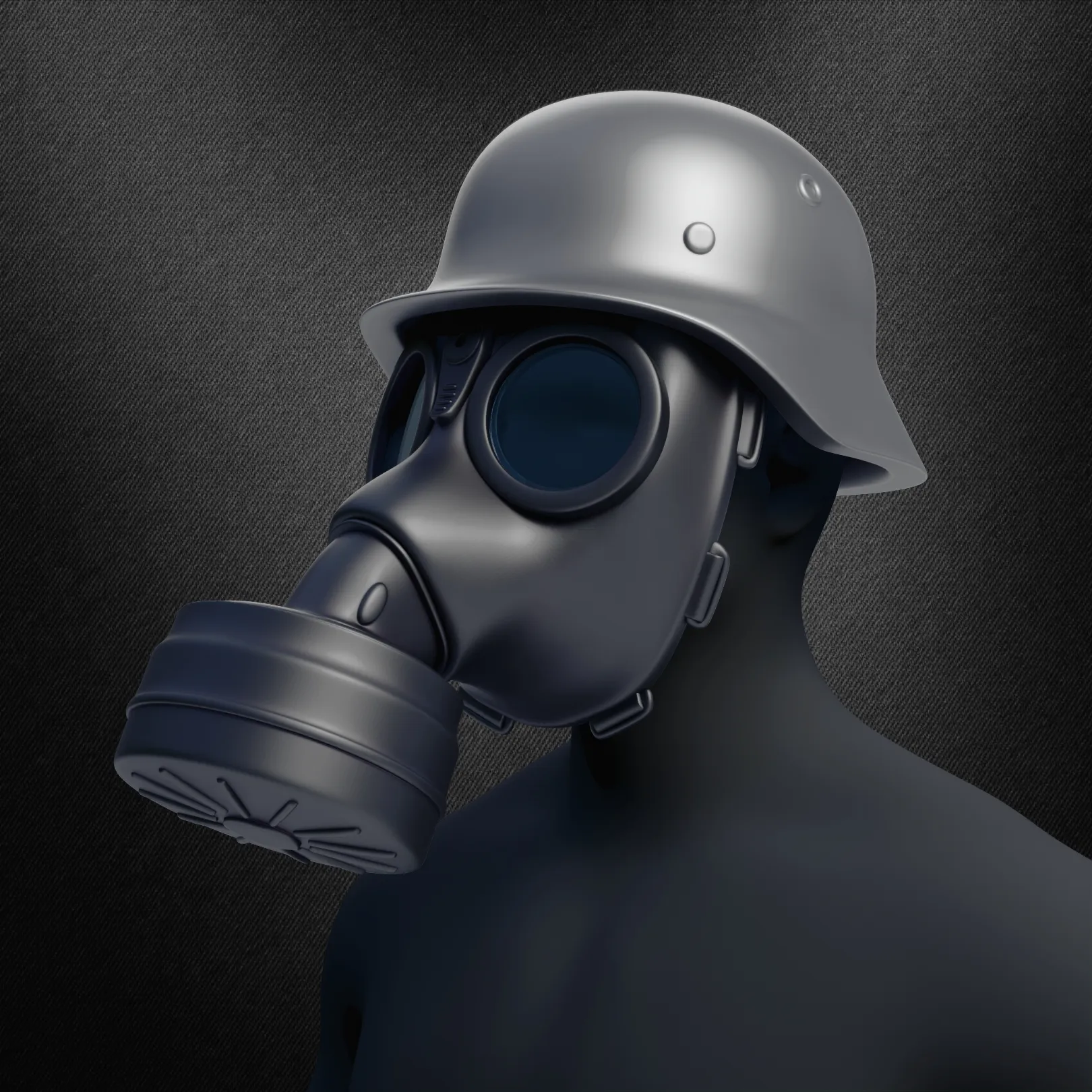 German WWII M35 Helmet & M38 Gas Mask - Replica Model