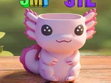 flower pot Axolotl planter pencil holder STL 3MF-0