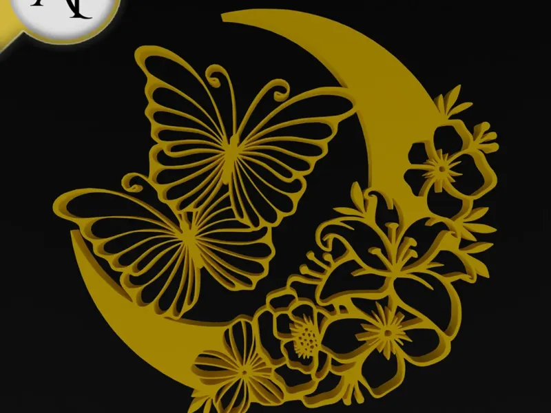Butterflies on the Moon - Silhouette - 2D Wall Art Decor