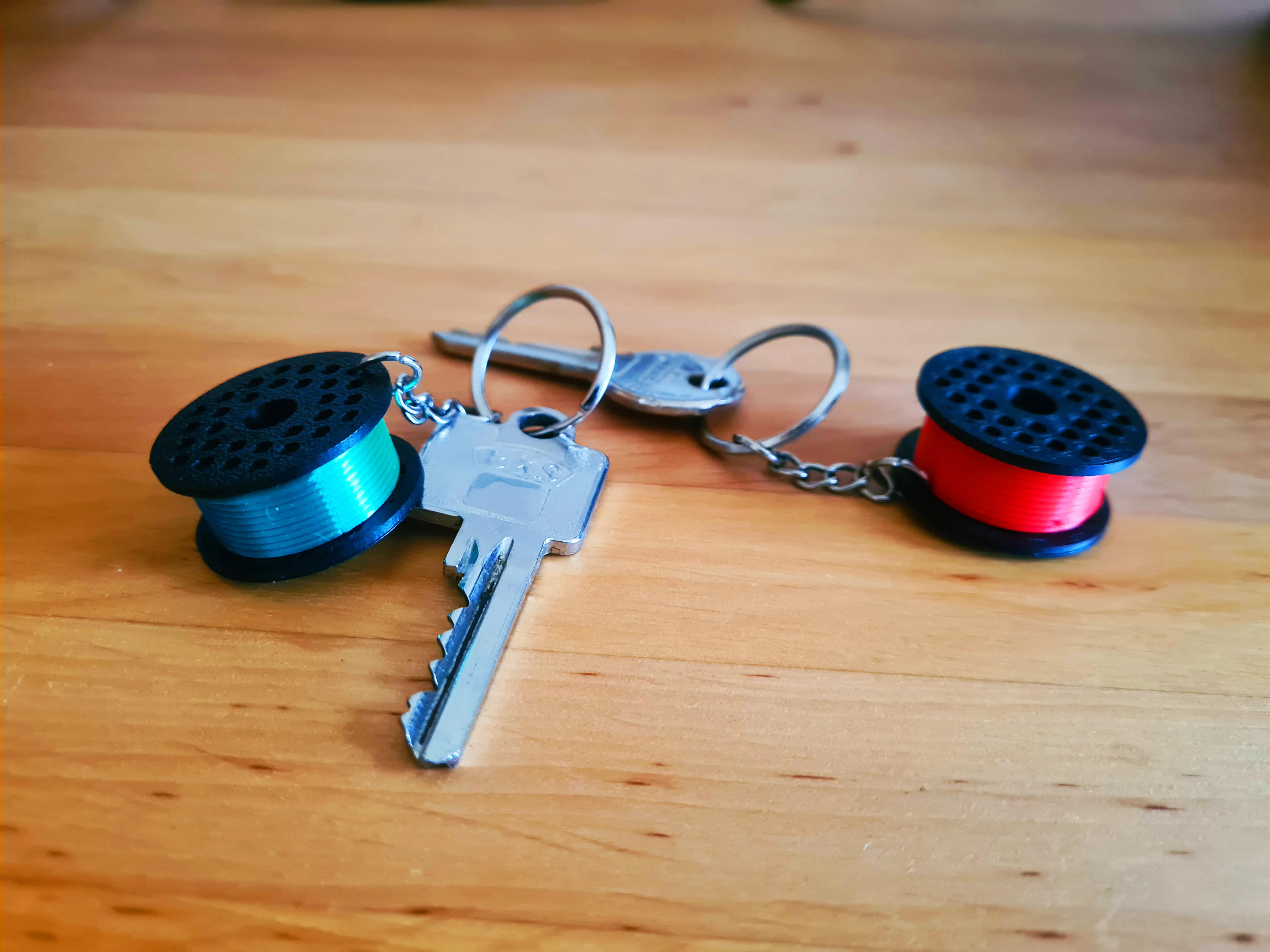Filament spool keychain (with wall mount/holder)