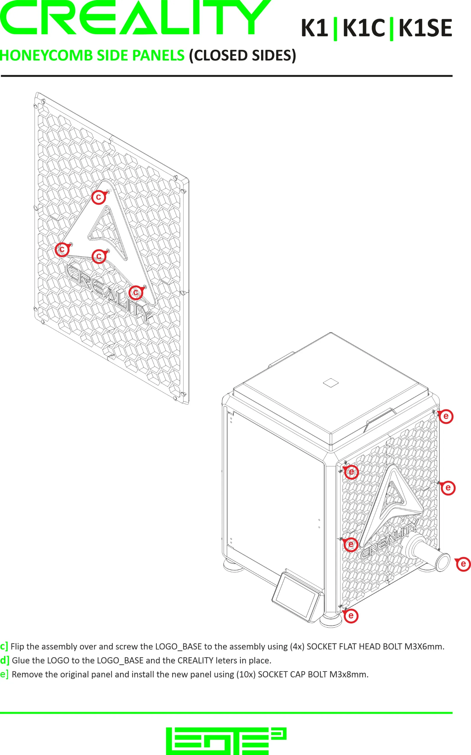 CREALITY K1|K1C|K1SE - SIDE PANELS [CLOSED+SPOOL HOLDER]