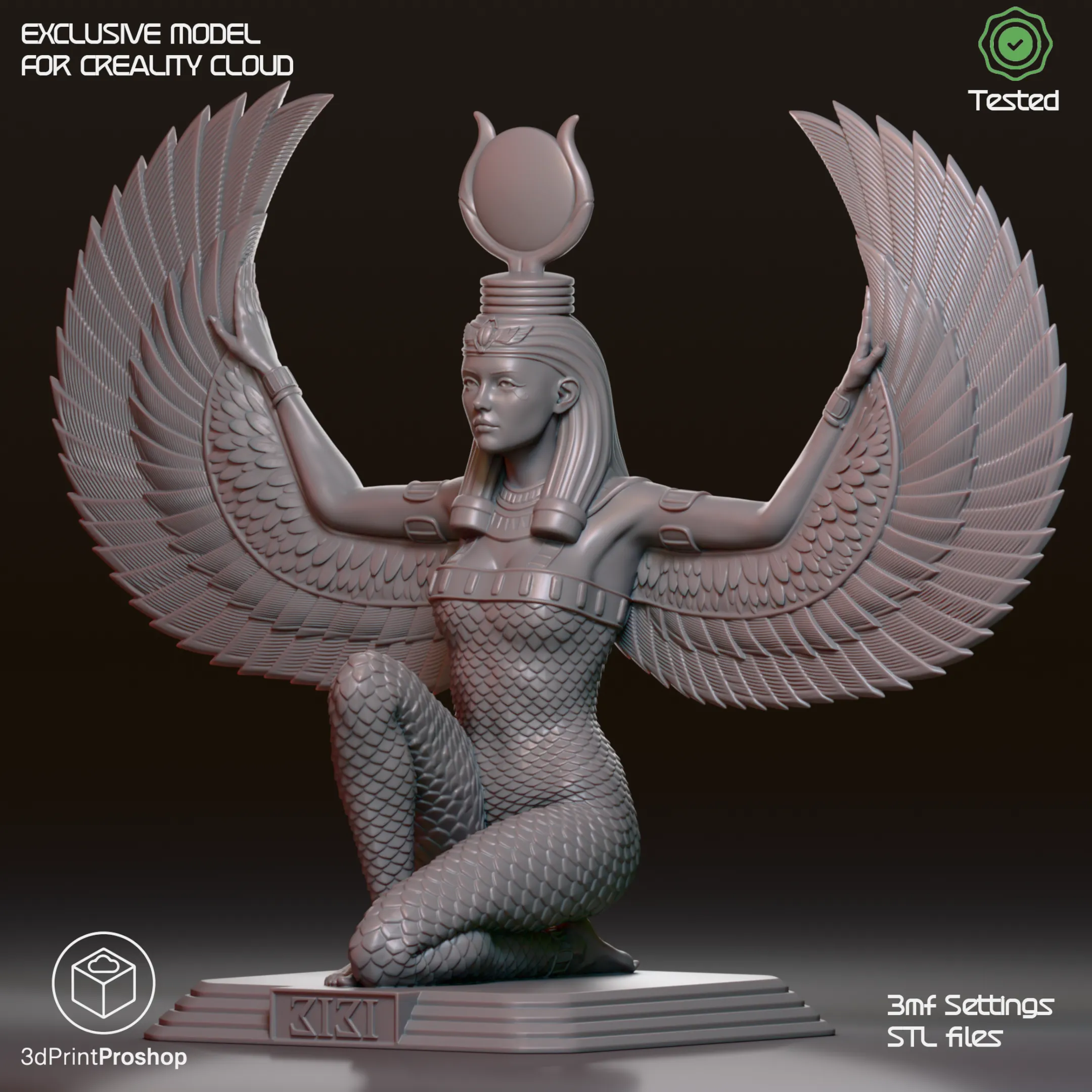 🪶 Isis Goddess Statue – 3D Printable Art 🌙