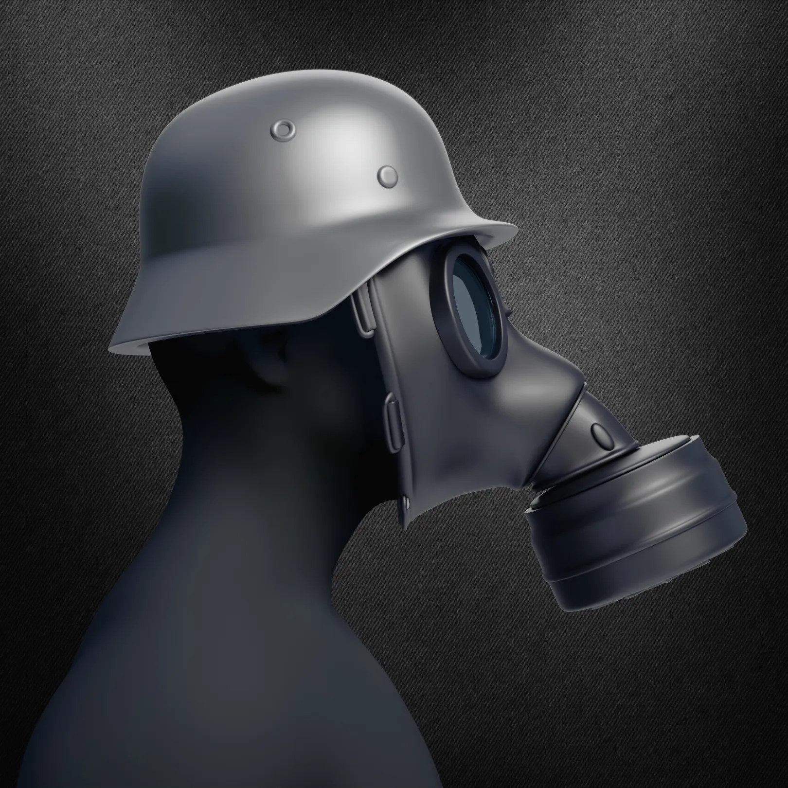 German WWII M35 Helmet & M38 Gas Mask - Replica Model