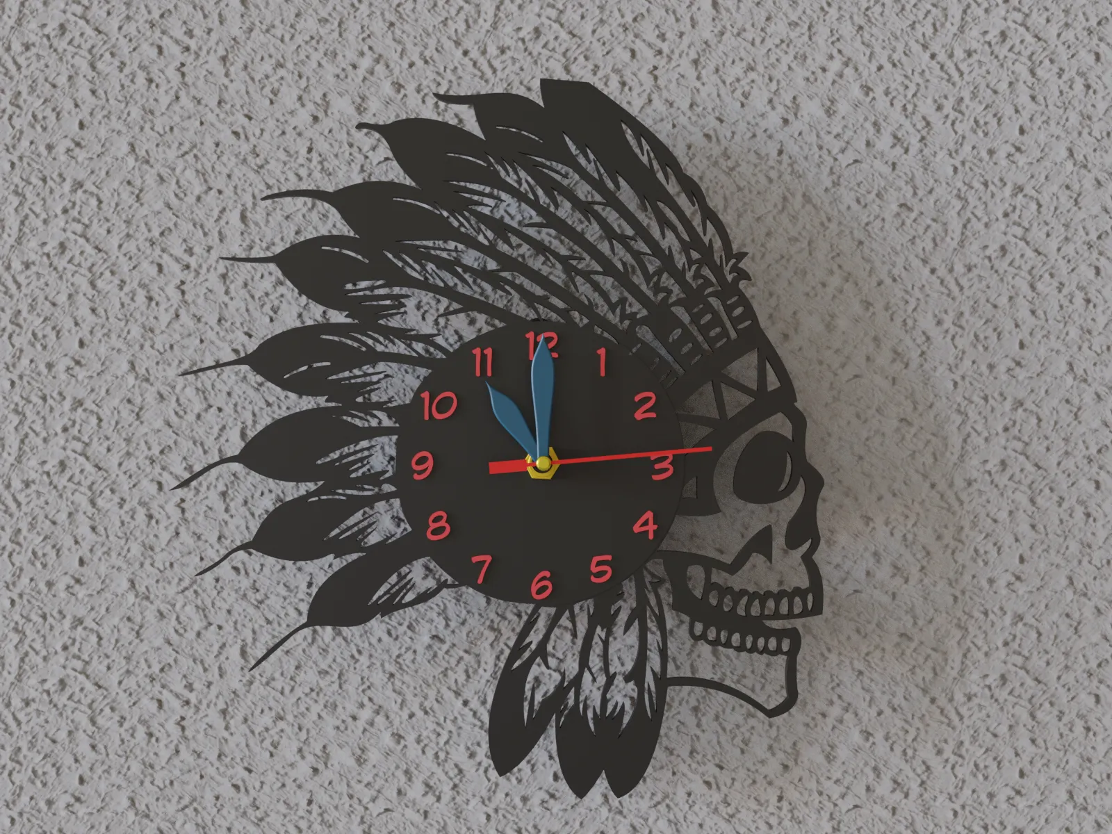 apachen-Totenkopf Vinyl-Wanduhr