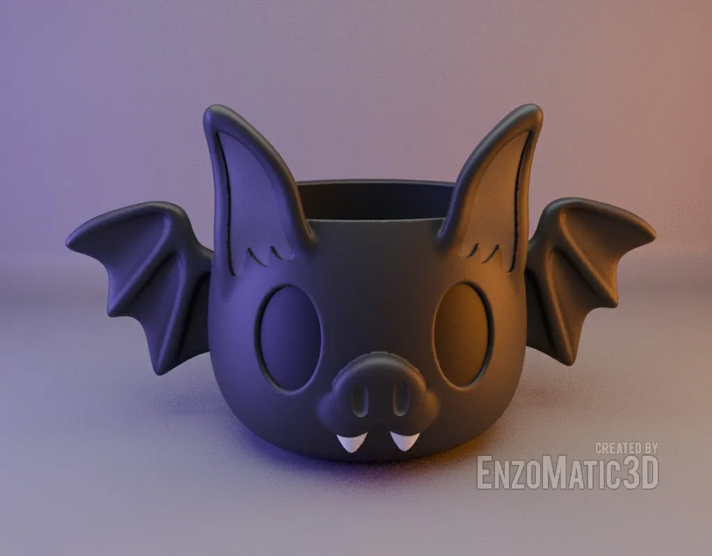 bat flower pot planter pencil holder STL 3MF