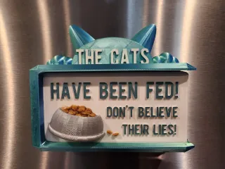 Cute Reversible 3D Cat Feeding Status 2-Sided Sign