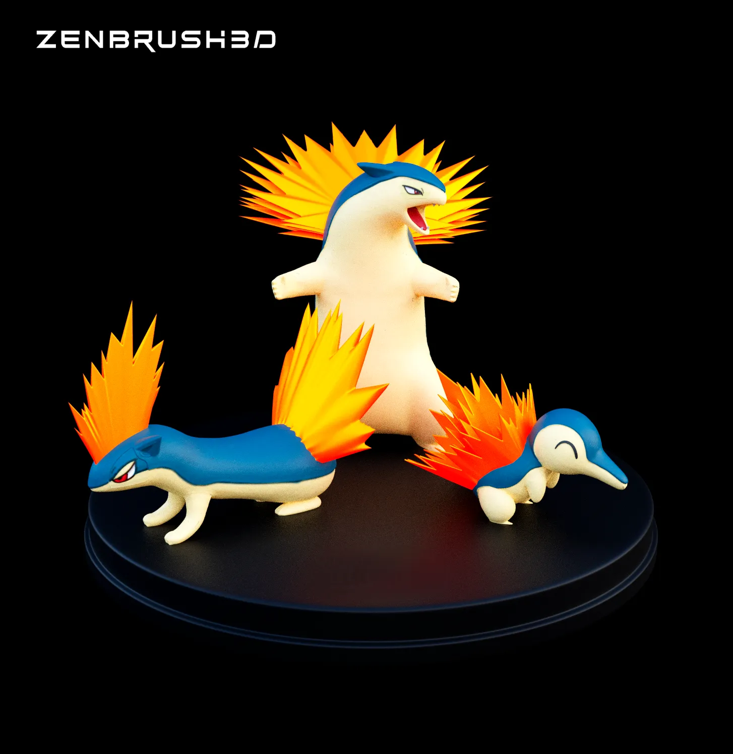 CYNDAQUIL QUILAVA TYPHLOSION - POKEMON 3D PRINTING MODEL STL